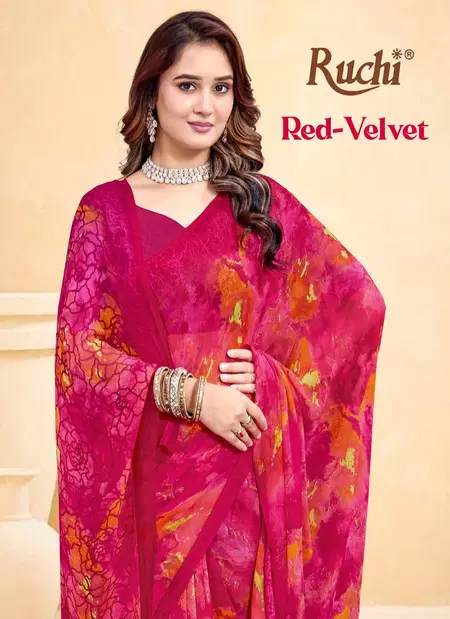 Red Velvet Vol 72 By Ruchi Chiffon Saree Wholesale In India